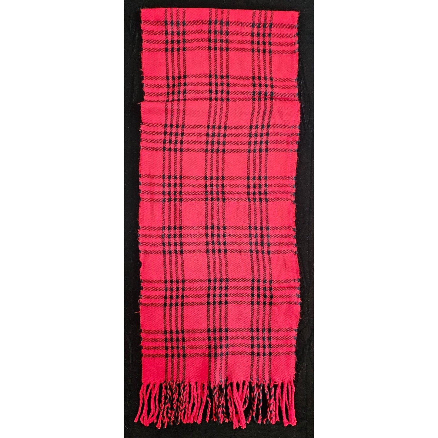 BURBERRYs of London 100% Lambswool RED Scarf Shawl Nova Check Vintage Made In England