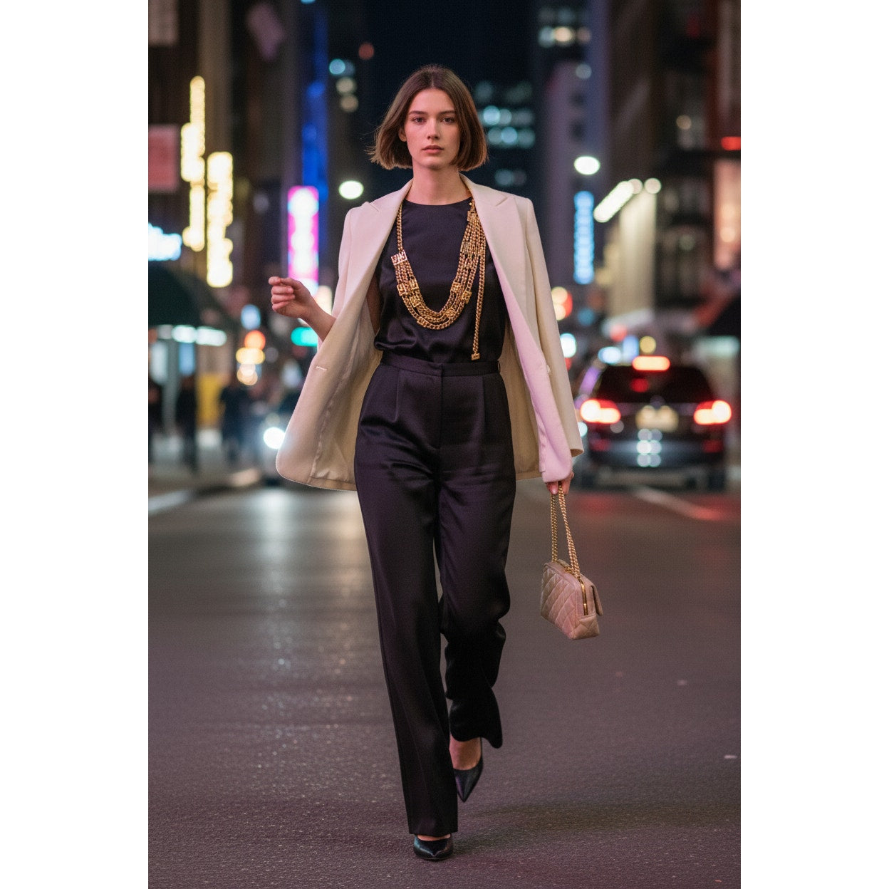 St. John Gold SJ Logo Layered Chain Belt Vintage