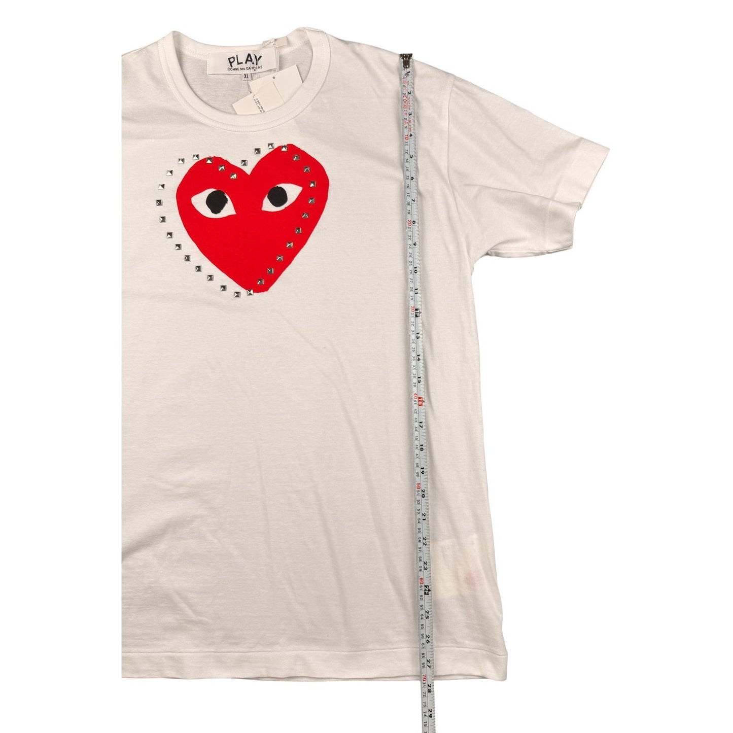 Comme des Garçons PLAY studded heart t-shirt in white Unisex XL NWT