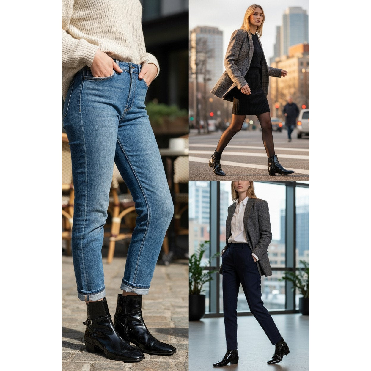 Saint Laurent Clementi Ankle Boot in black patent leathe