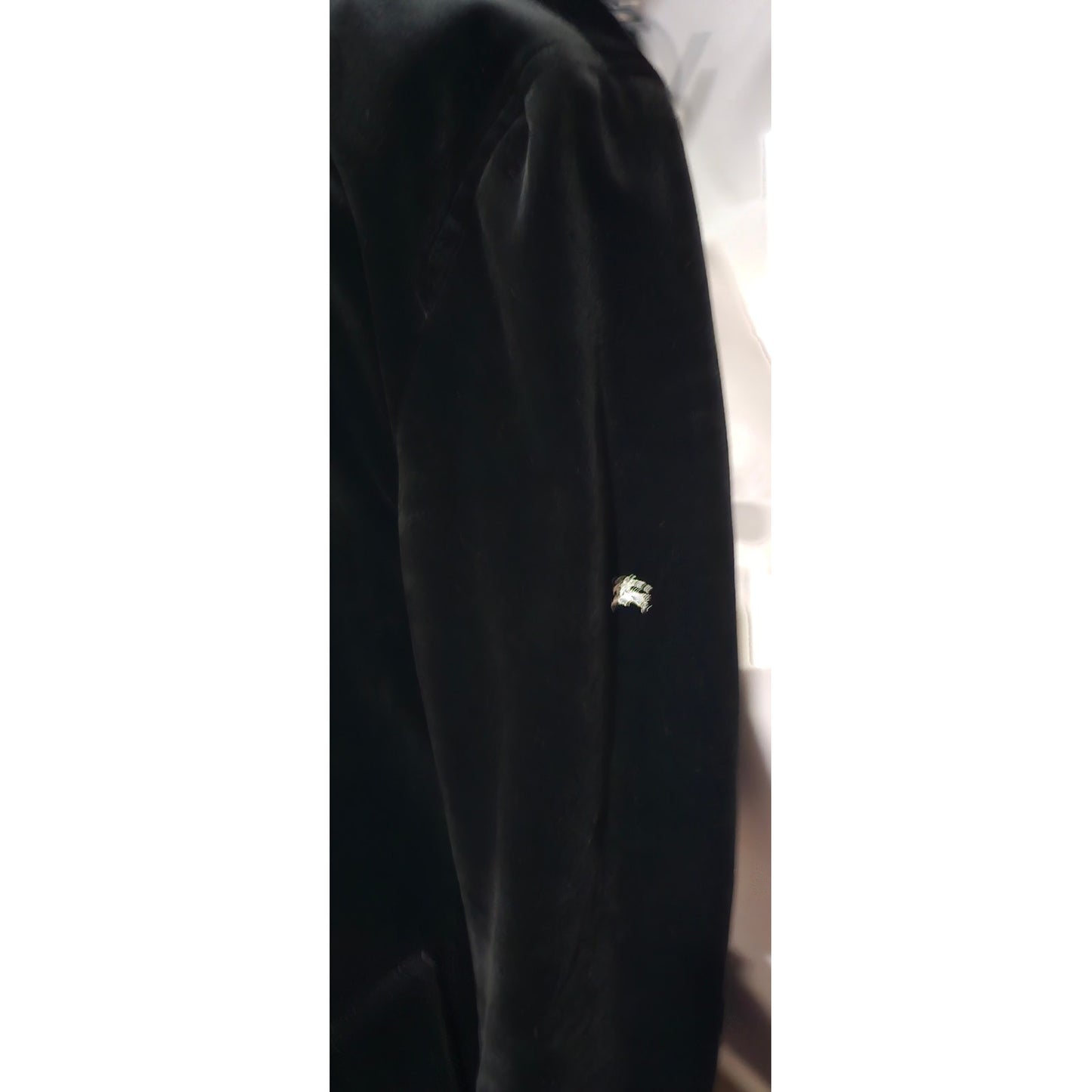 BURBERRY BLACK LABEL Velvet Napoleon Pea Coat Silver Button Men's