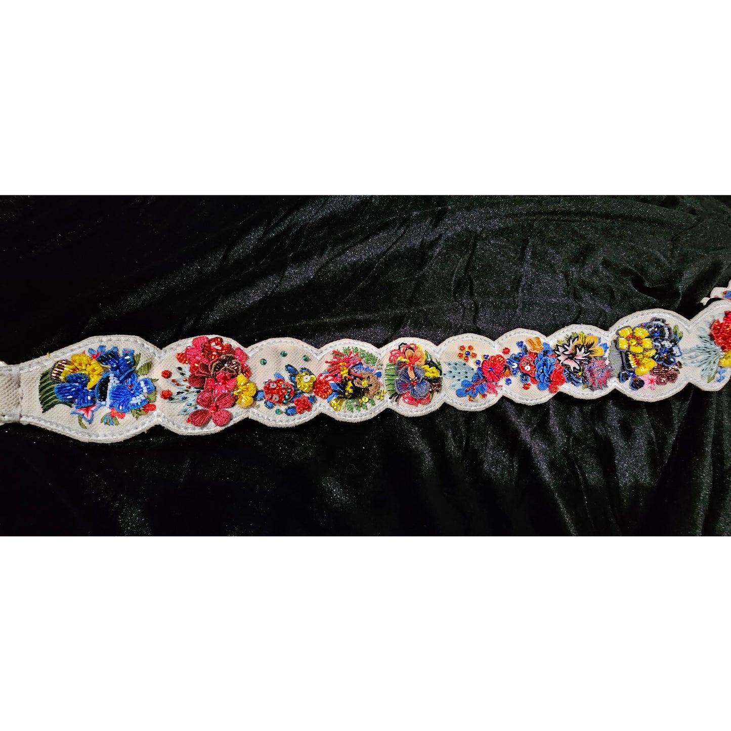 Fendi Multicolor Embroidered Beads Floral Shoulder Strap / Guitar Strap