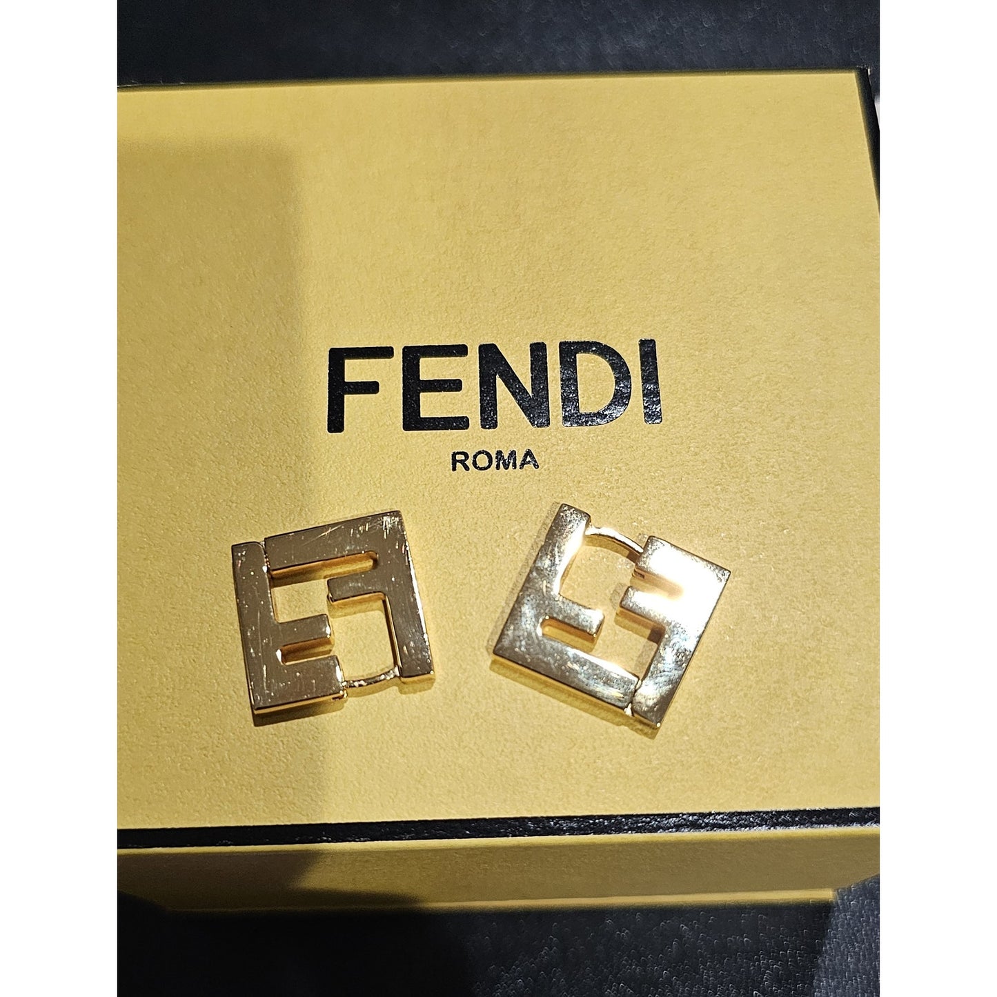 Fendi Gold FF Logo Earrings
