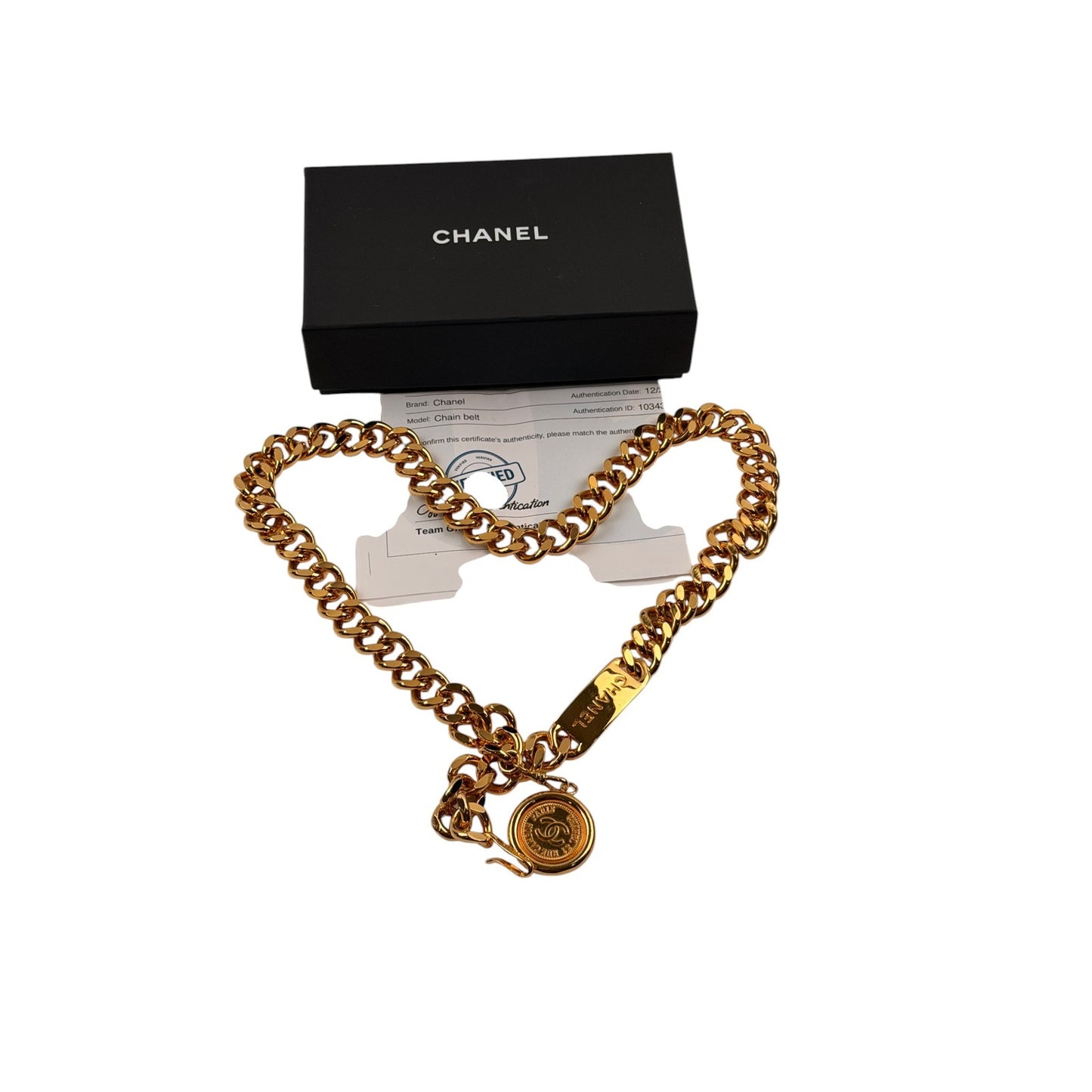 CHANEL Logo ID 24K Gold Plated Chain Belt Necklace Vintage