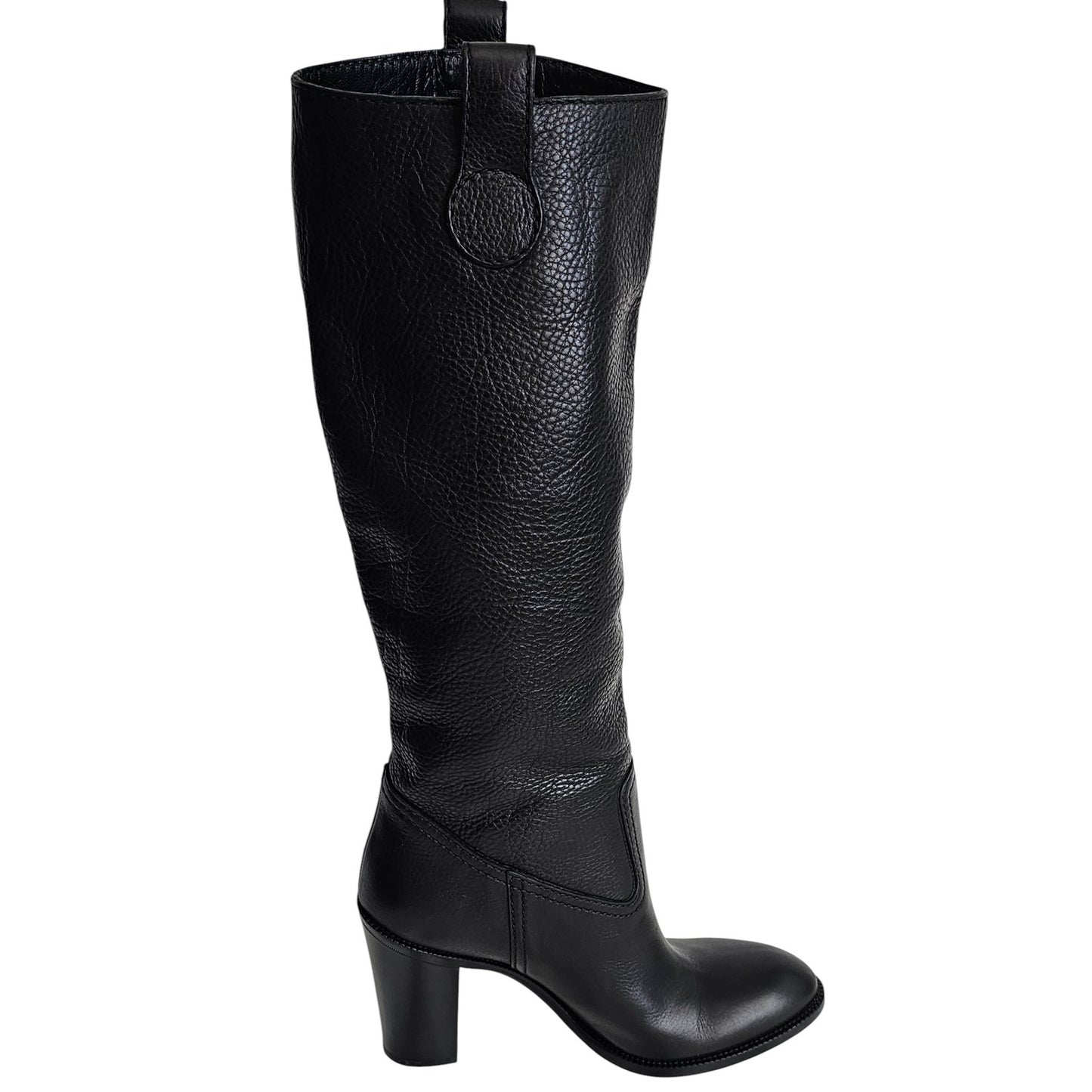 Gucci Leather Tall Knee Boots w/ Script Logo Size 6B