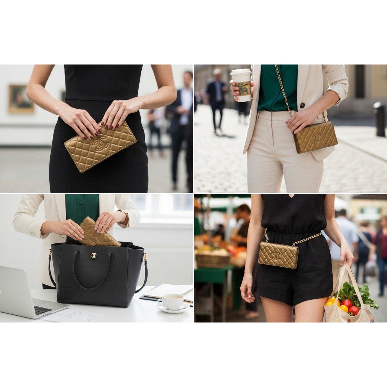 CHANEL Coco Mark Gold Matelasse Flap Wallet