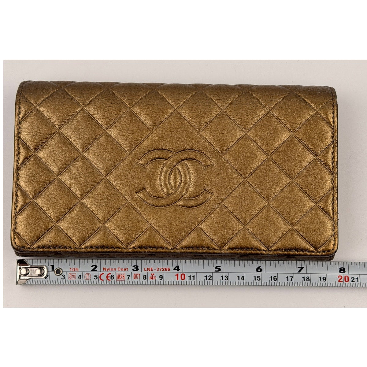CHANEL Coco Mark Gold Matelasse Flap Wallet