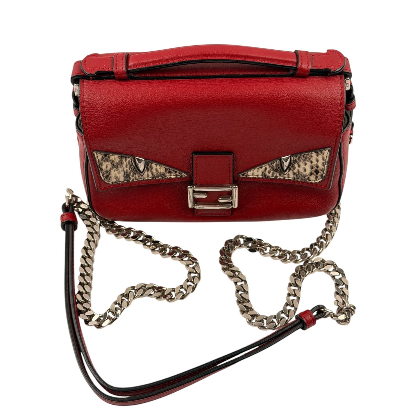 Fendi Micro Monster Baguette Bag red