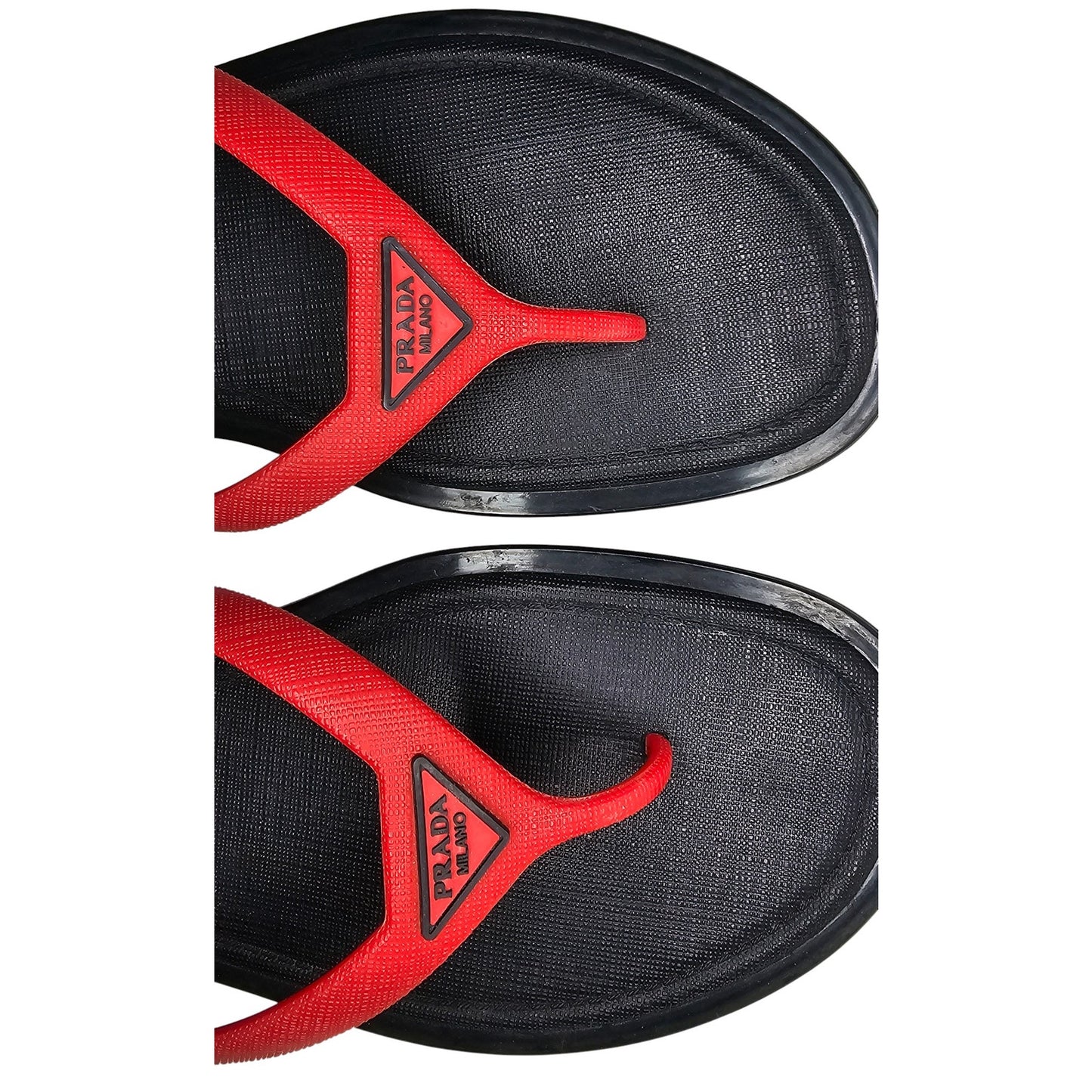 Prada Men's Sport Black & Red Rubber Thong Flip Flops