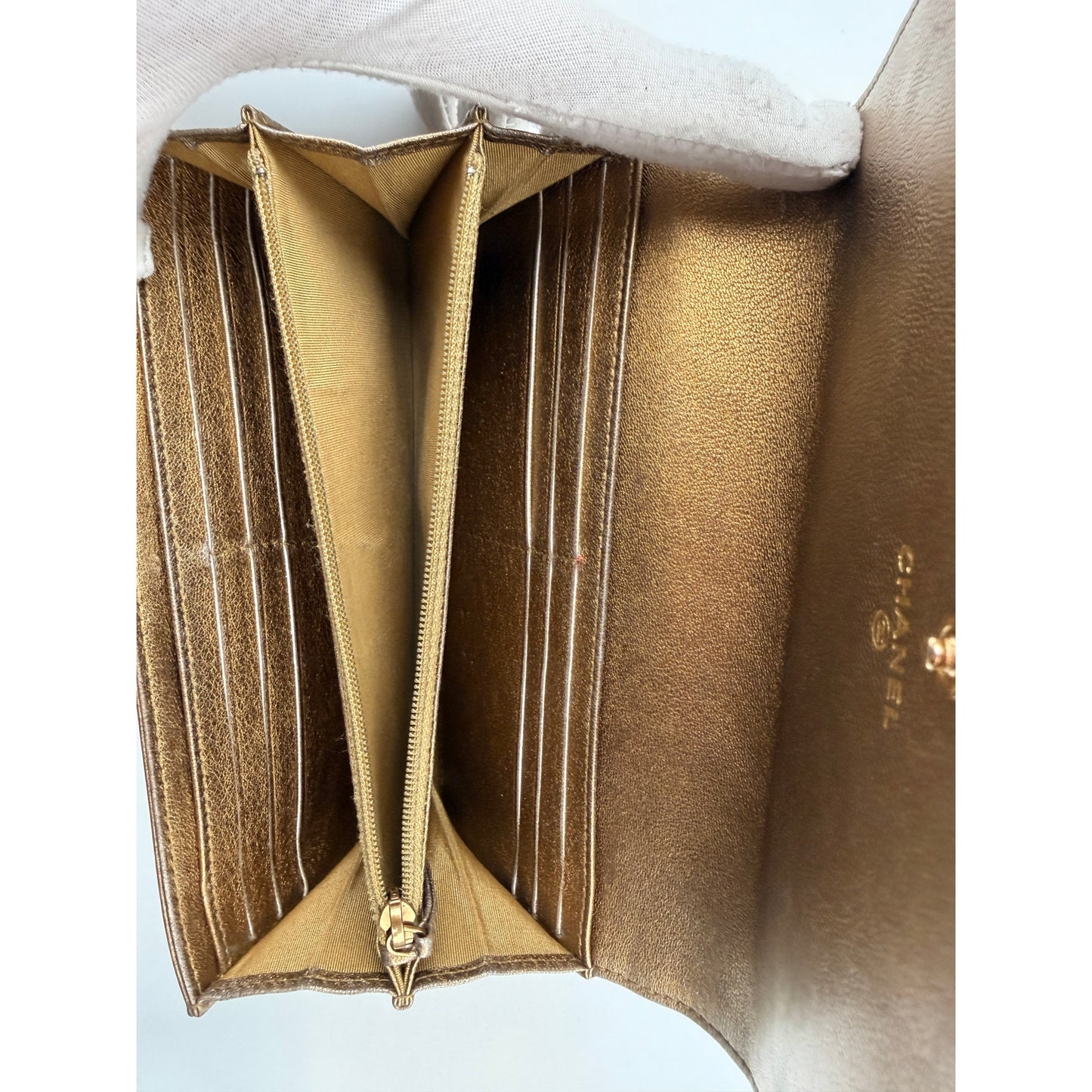 CHANEL Coco Mark Gold Matelasse Flap Wallet