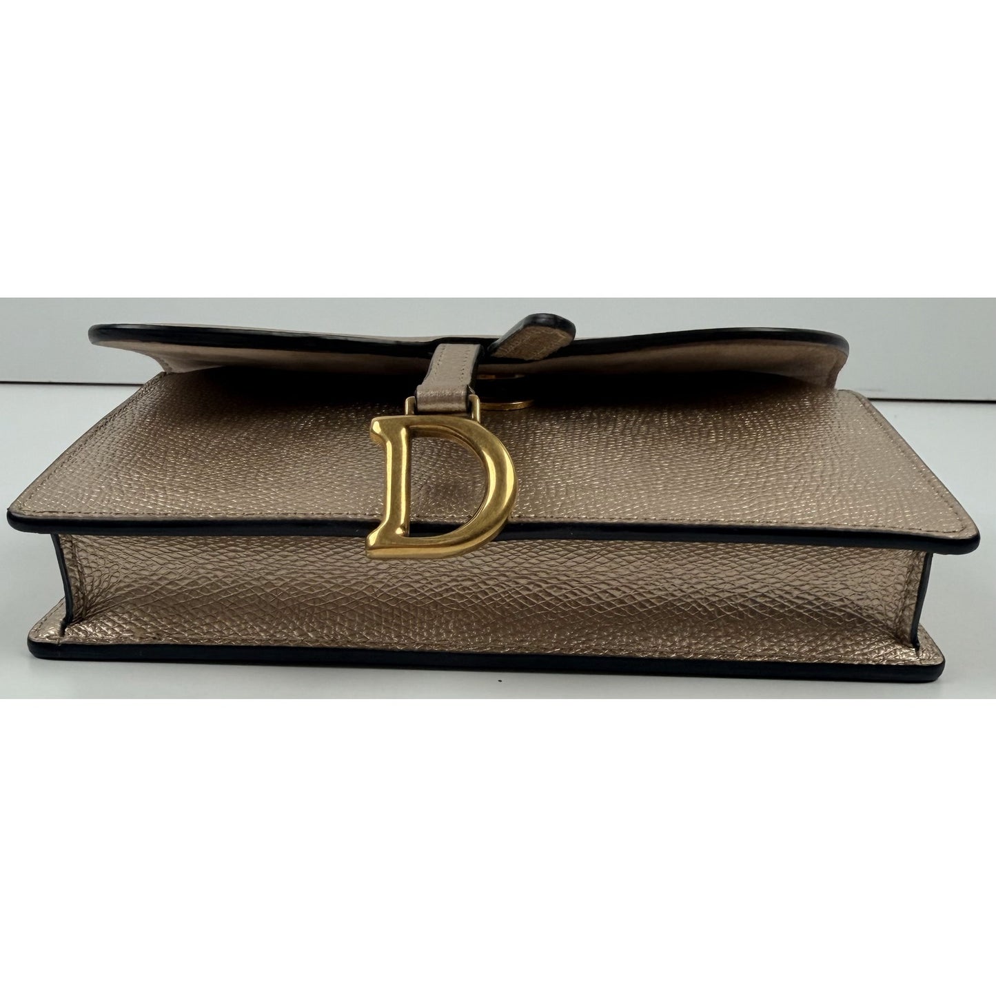 Christian Dior Metallic Grained Calfskin Saddle Belt Bag in gold