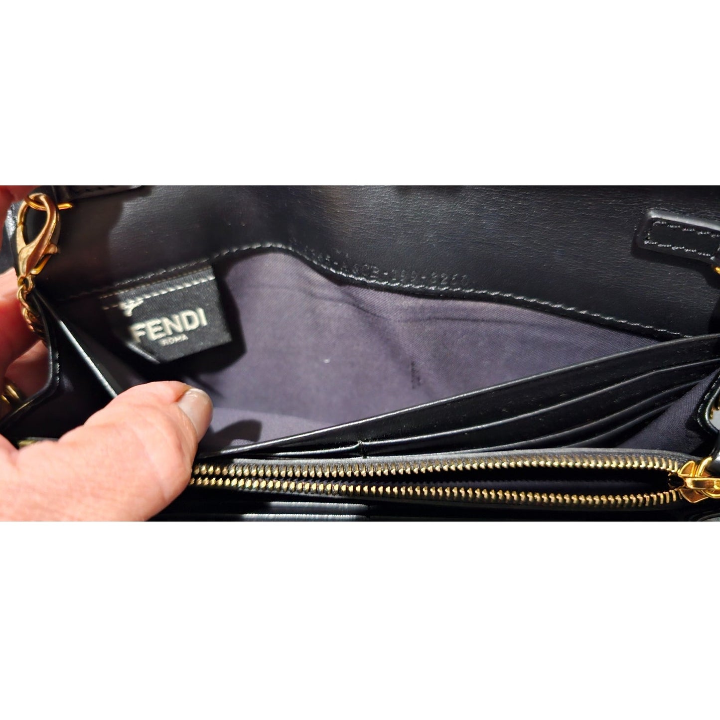 F is Fendi Continental Wallet on Chain Zucca Embossed Leather