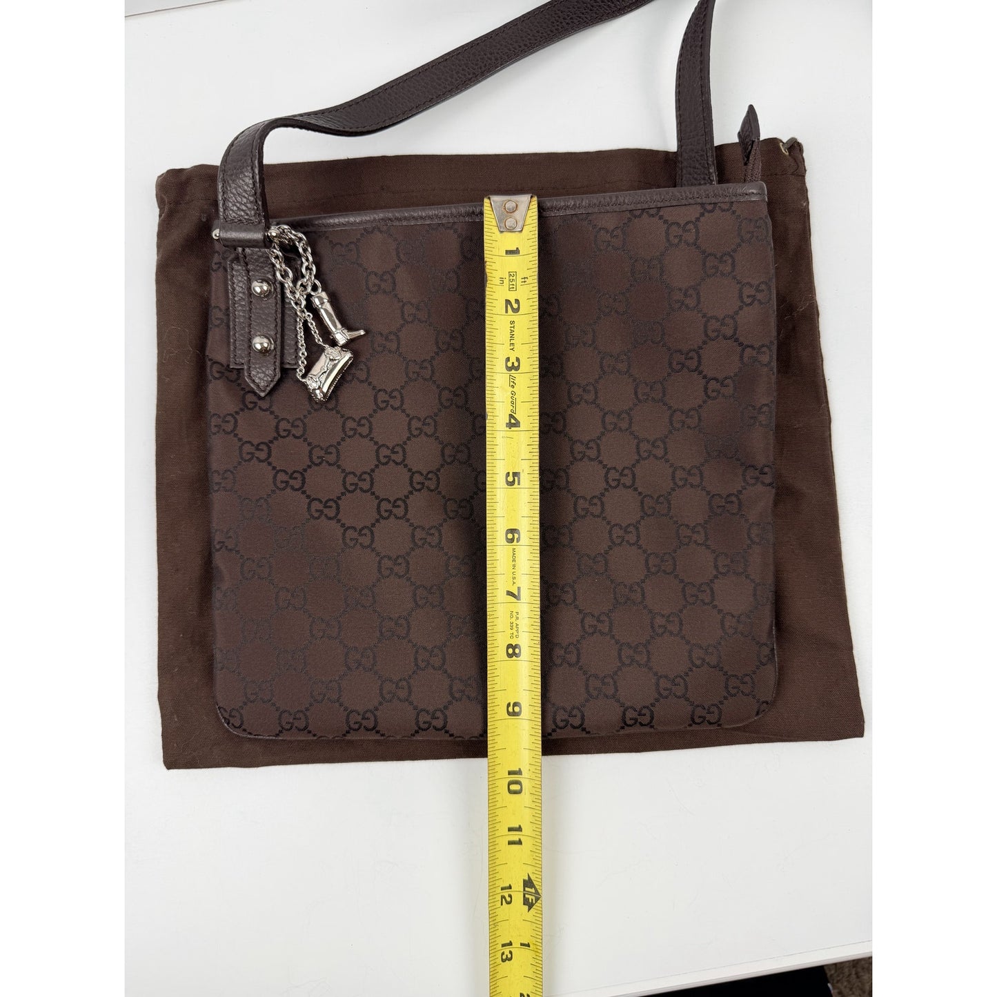Gucci Monogram Jolicoeur Charm Messenger Crossbody brown bag