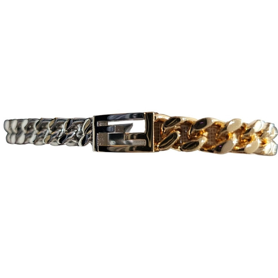 Fendi TIMELESS Baguette Palladium and Gold Colored Bracelet