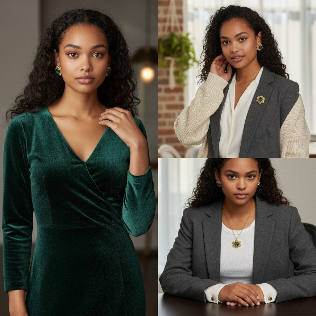 CHANEL Vintage 94P Green Gripoix Clip On Earrings