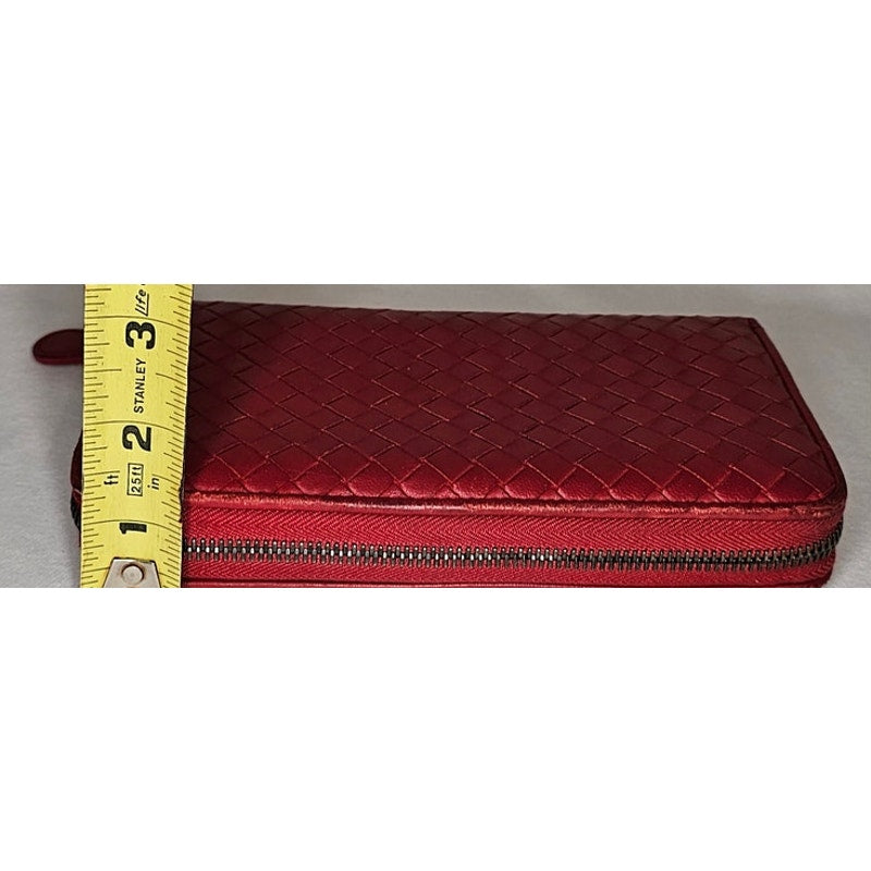 Bottega Veneta Intrecciato zip-around long wallet in red leather