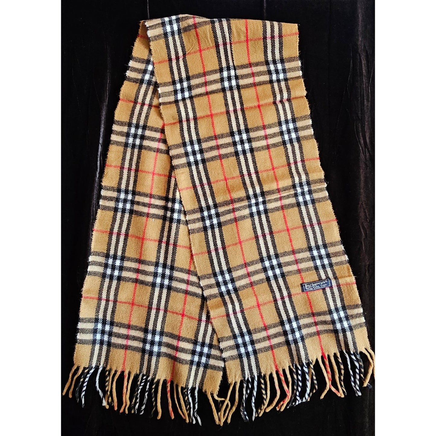 BURBERRYs of London 100% Lambswool BEIGE Scarf Nova Check Vintage (2)