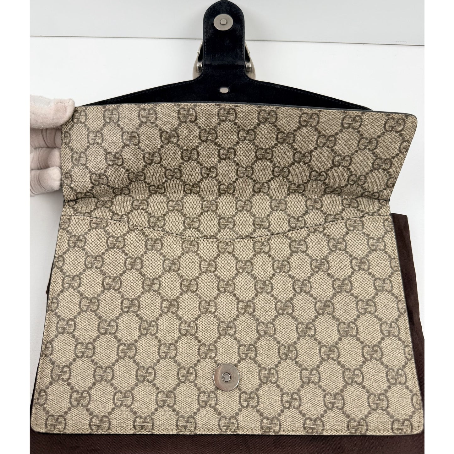 Gucci Black/Beige GG Supreme Canvas and Suede Dionysus Belt Bag/Clutch