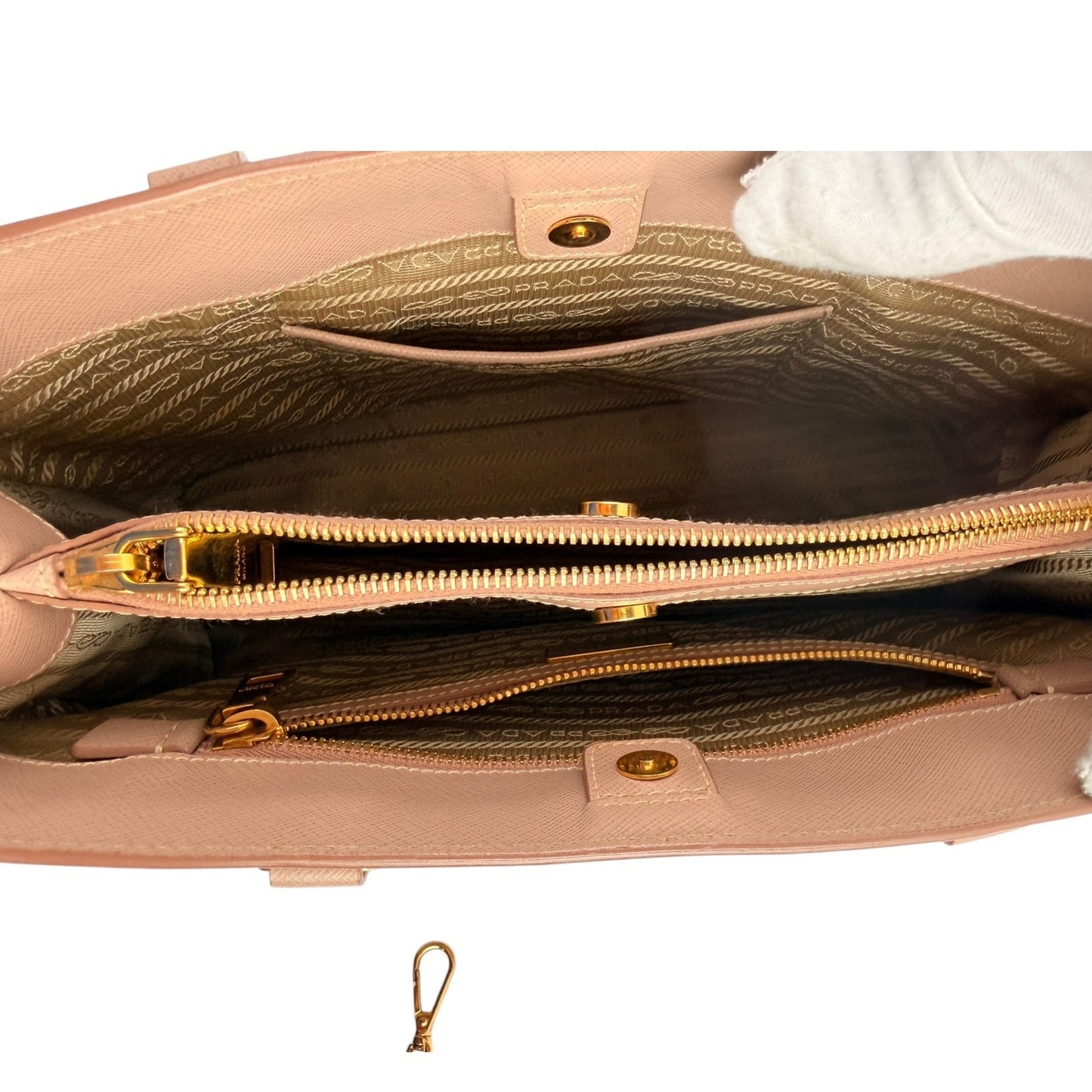 Prada  Nude/Pink Saffiano Leather Galleria Double Zip