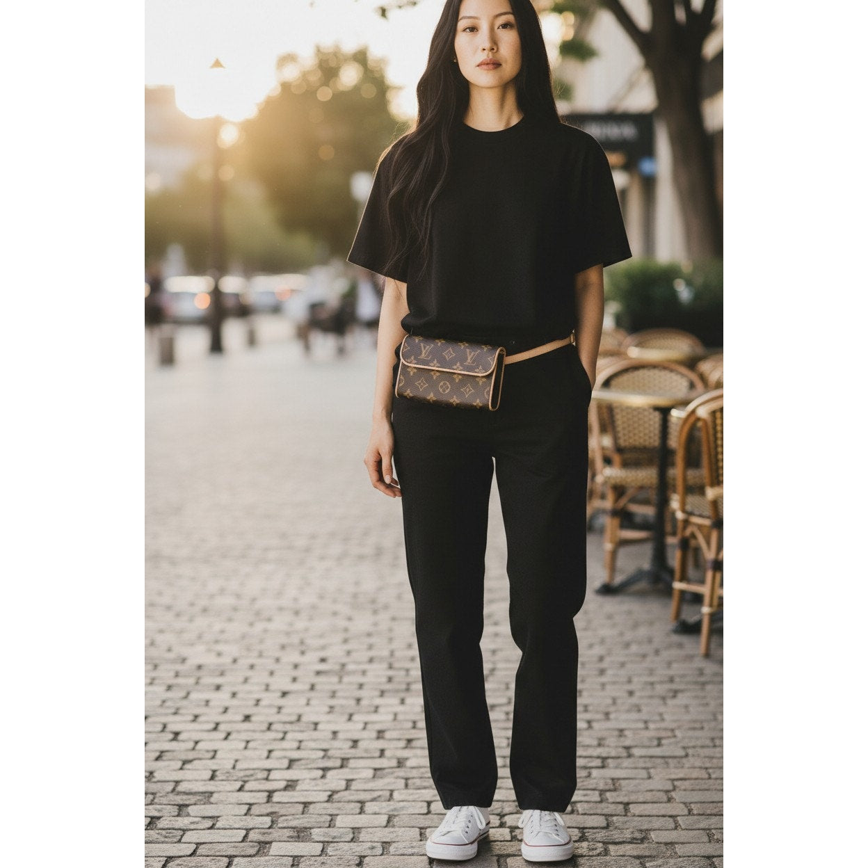 Louis Vuitton Pochette Florentine Monogram (With Snap Leather Belt) Brown XS
