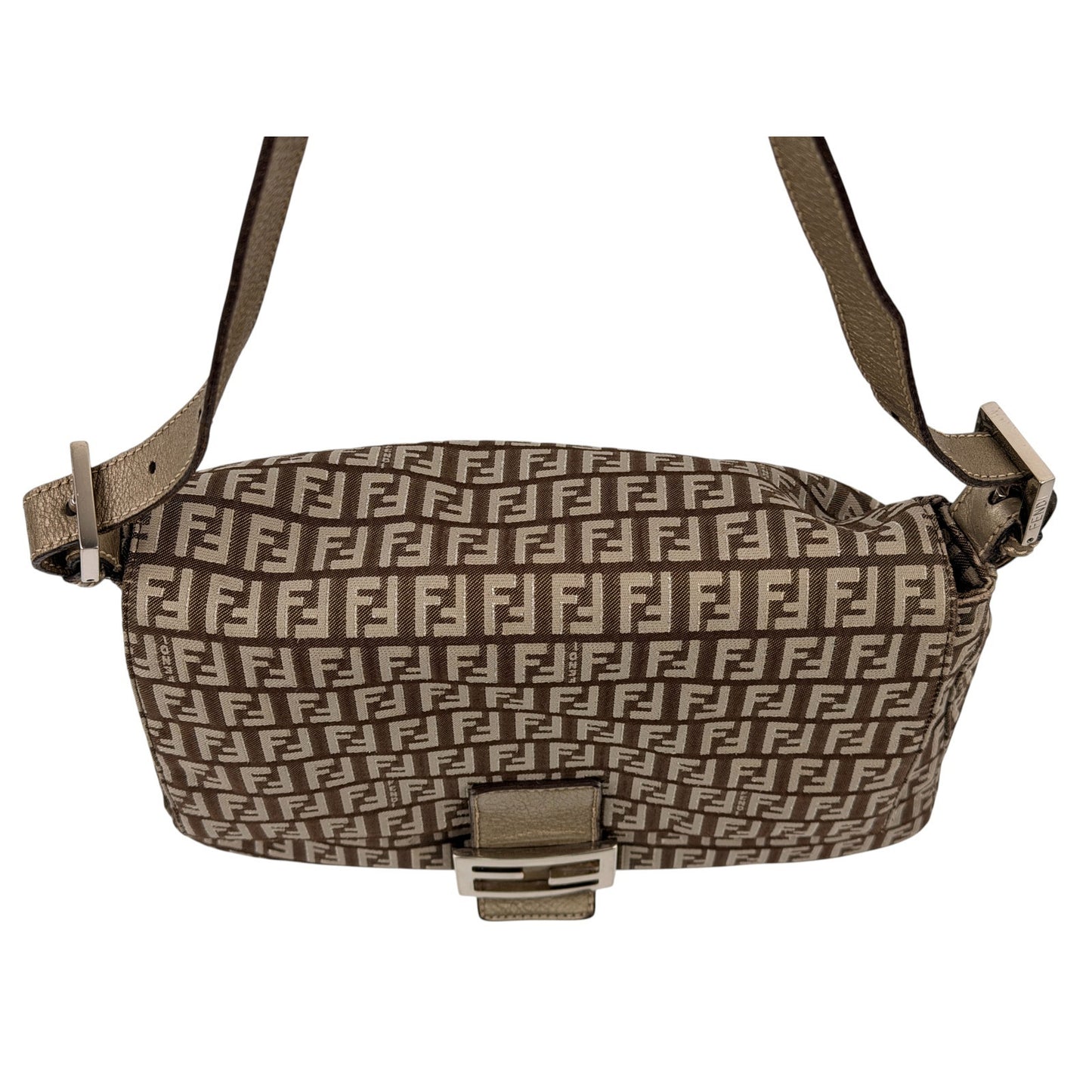 Fendi Beige/Brown Zucchino Fabric and Leather Mama Baguette Bag