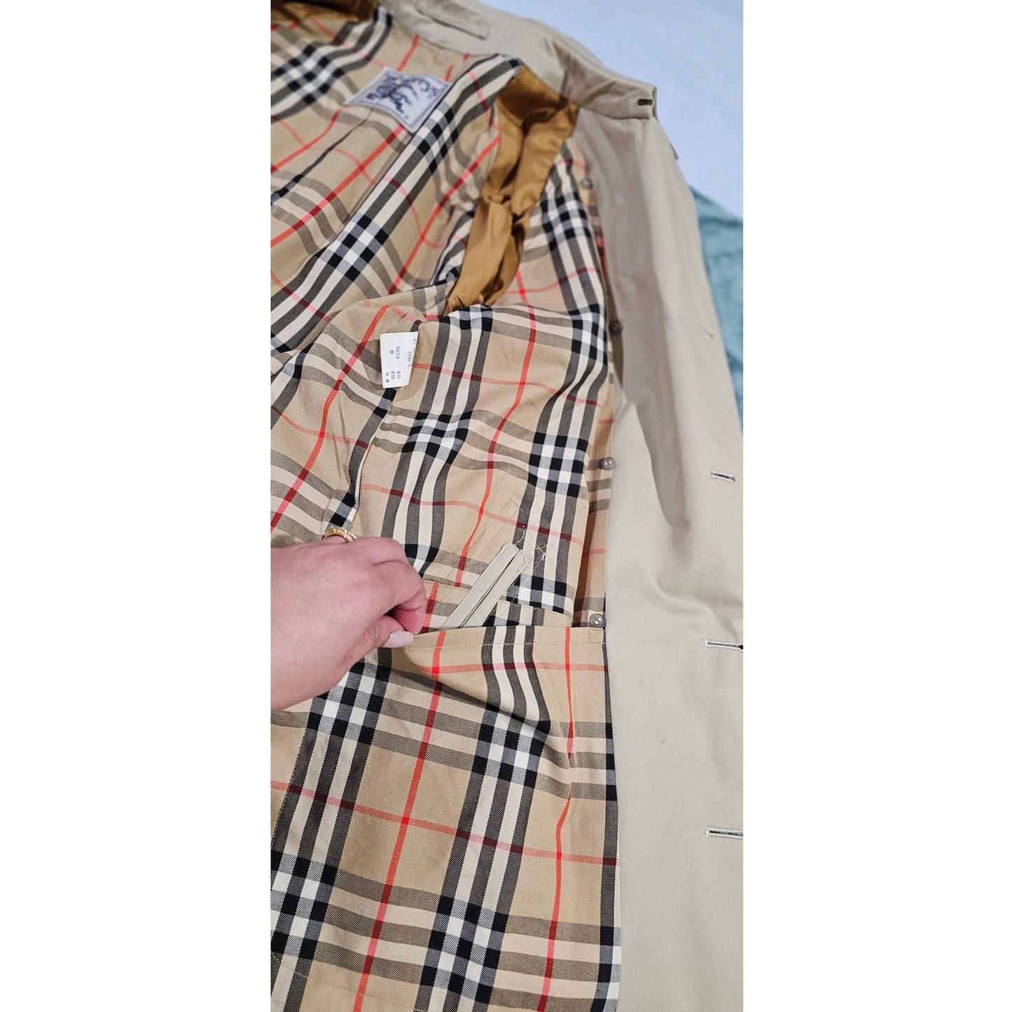 Burberry Vintage Belted Trench Coat with Nova Check Lining