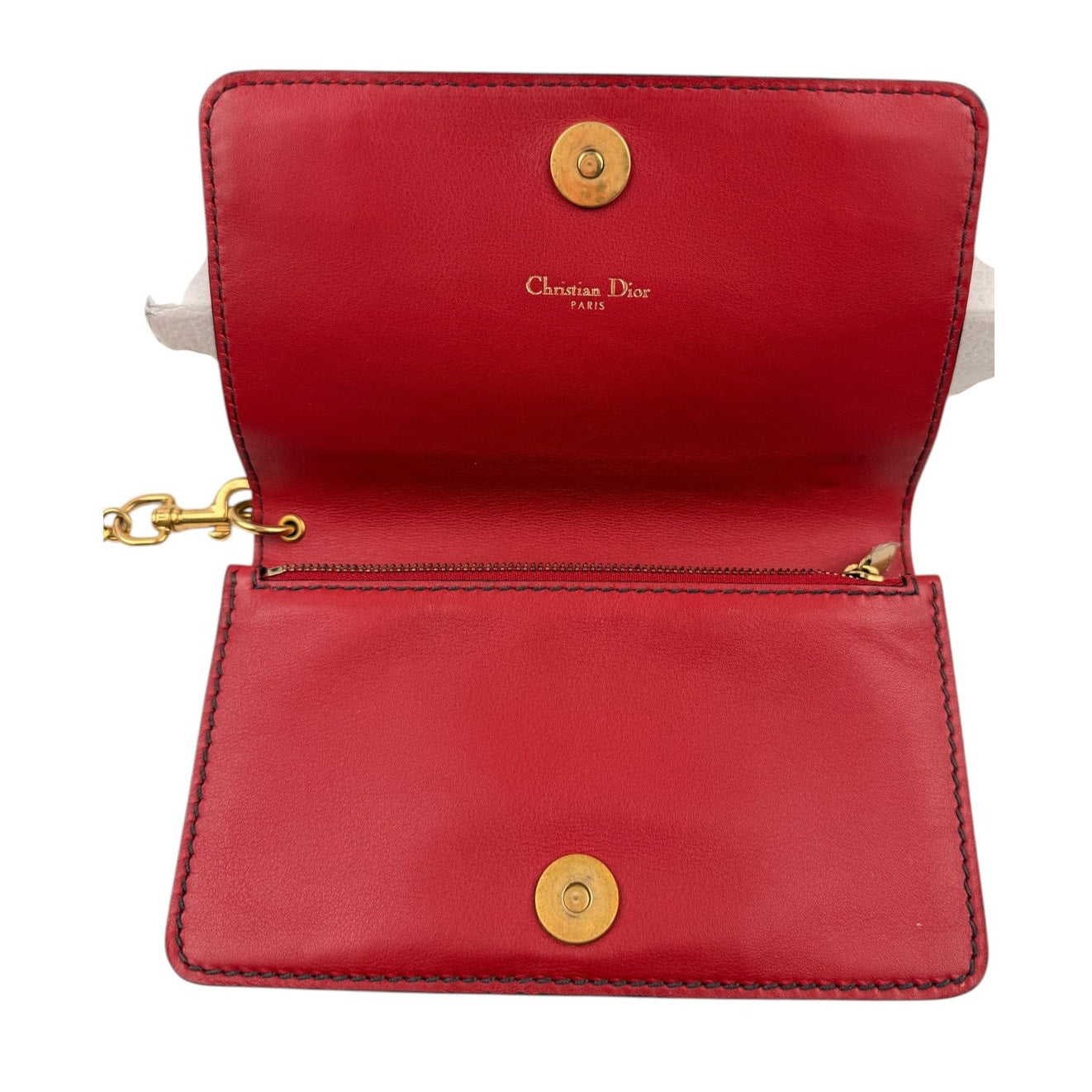Dior Dioramour Red Clutch with Chained Wristlet