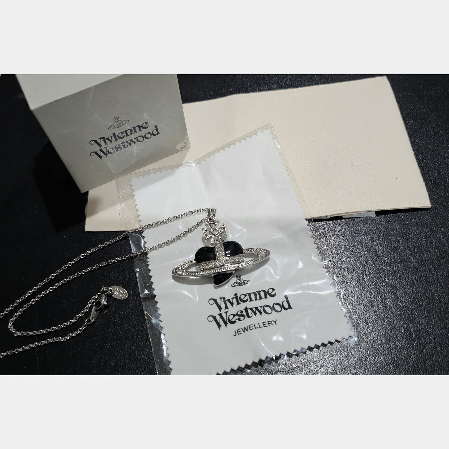 Vivienne Westwood Necklace Large Orb Heart Silver Black