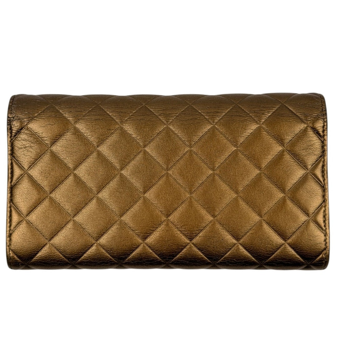 CHANEL Coco Mark Gold Matelasse Flap Wallet
