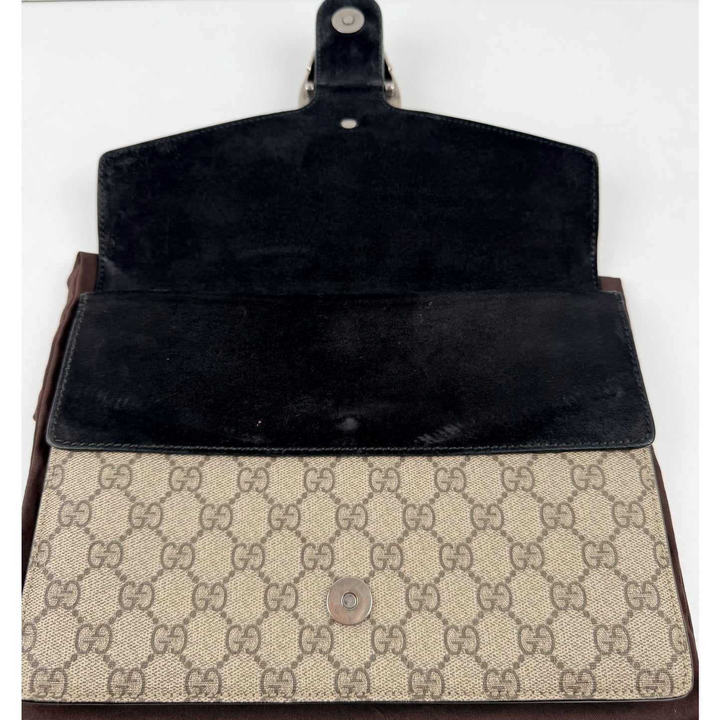 Gucci Black/Beige GG Supreme Canvas and Suede Dionysus Belt Bag/Clutch