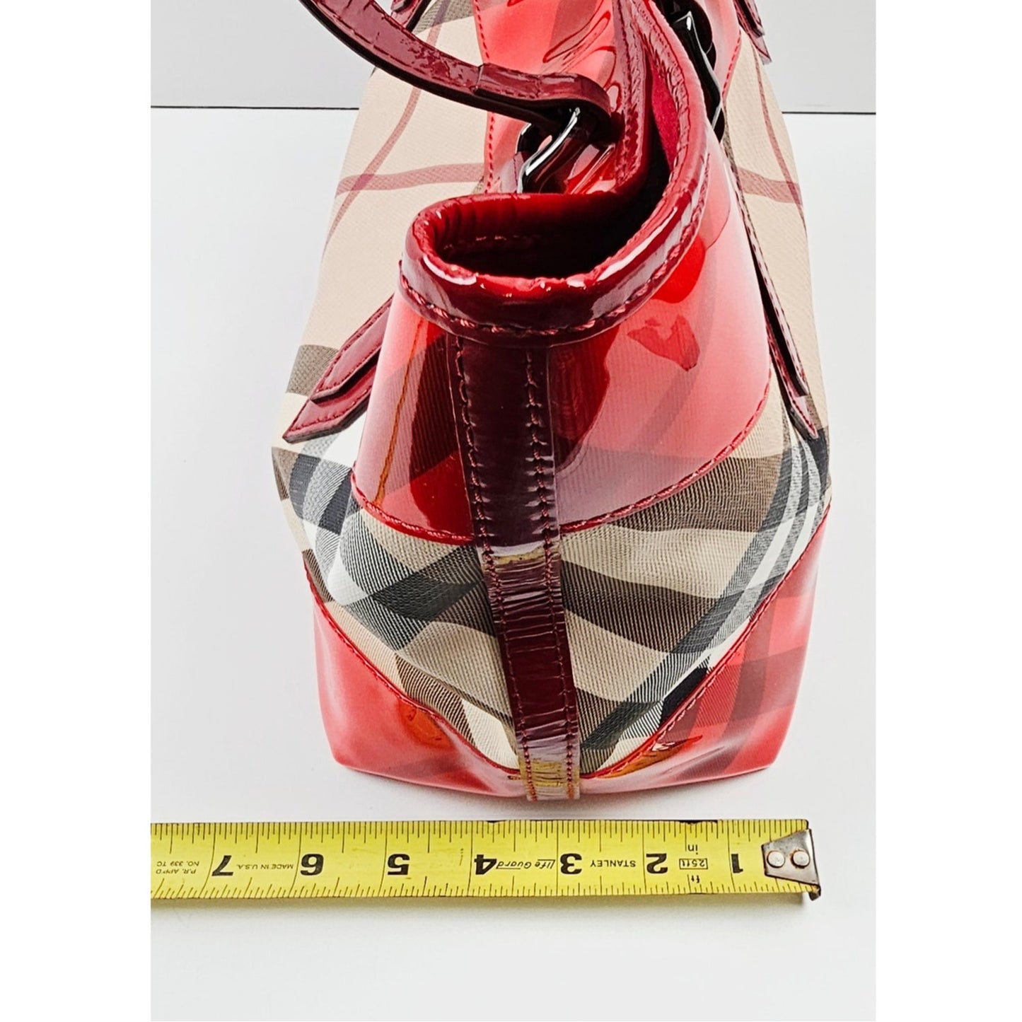Burberry Red Nova Check Coated Canvas/Vinyl Tote