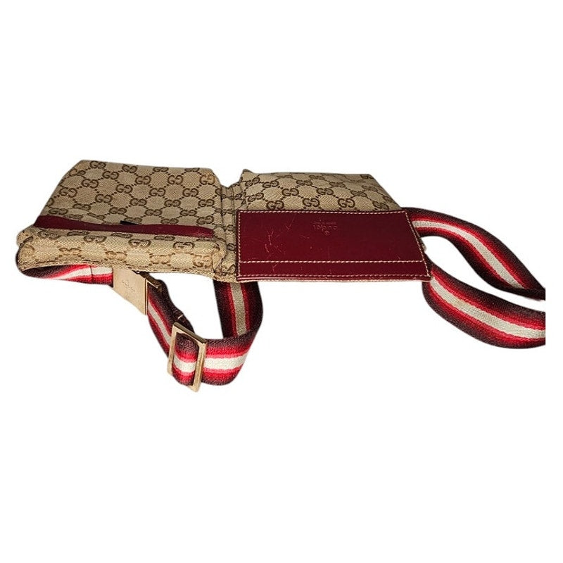 Gucci Pre-Owned GG Canvas & Leather Double Pocket Belt Bag