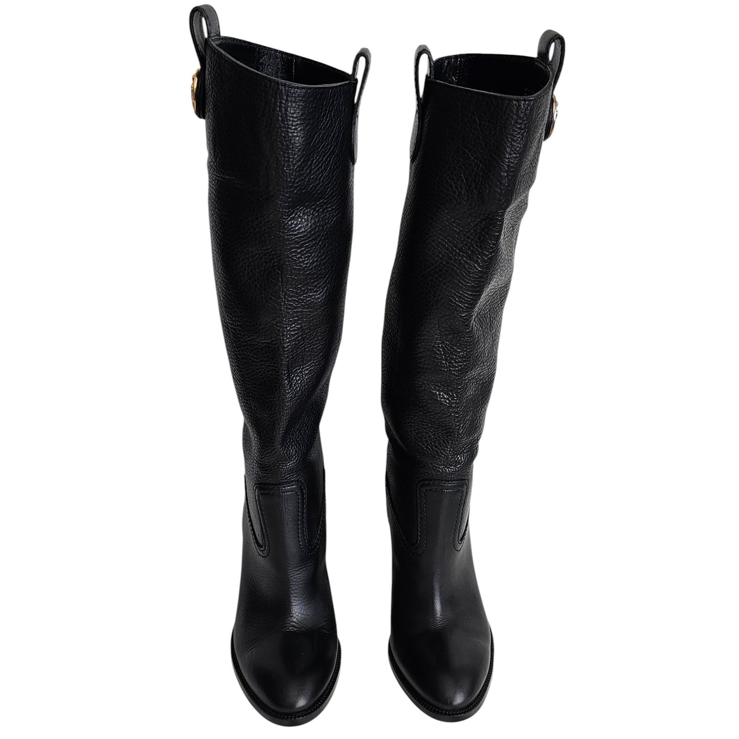 Gucci Leather Tall Knee Boots w/ Script Logo Size 6B