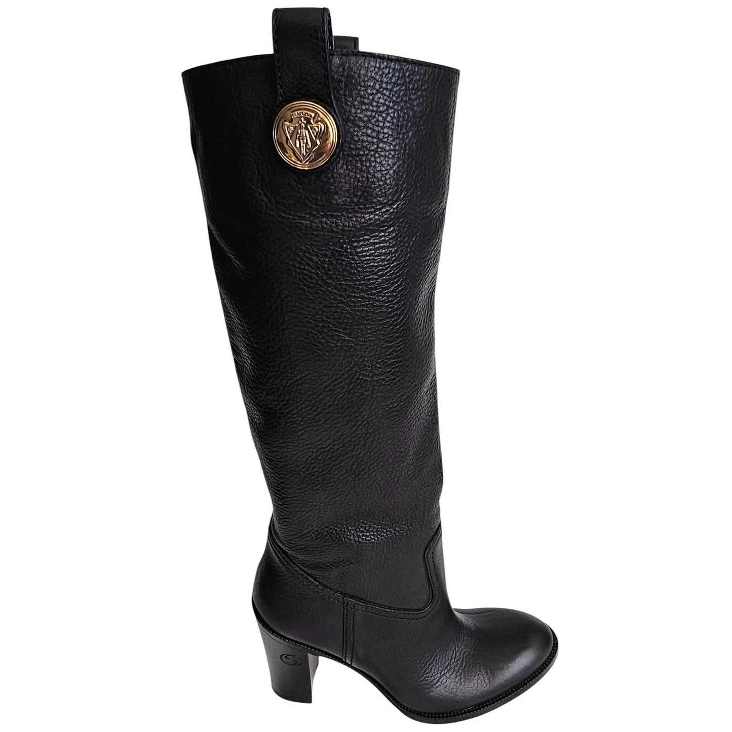 Gucci Leather Tall Knee Boots w/ Script Logo Size 6B