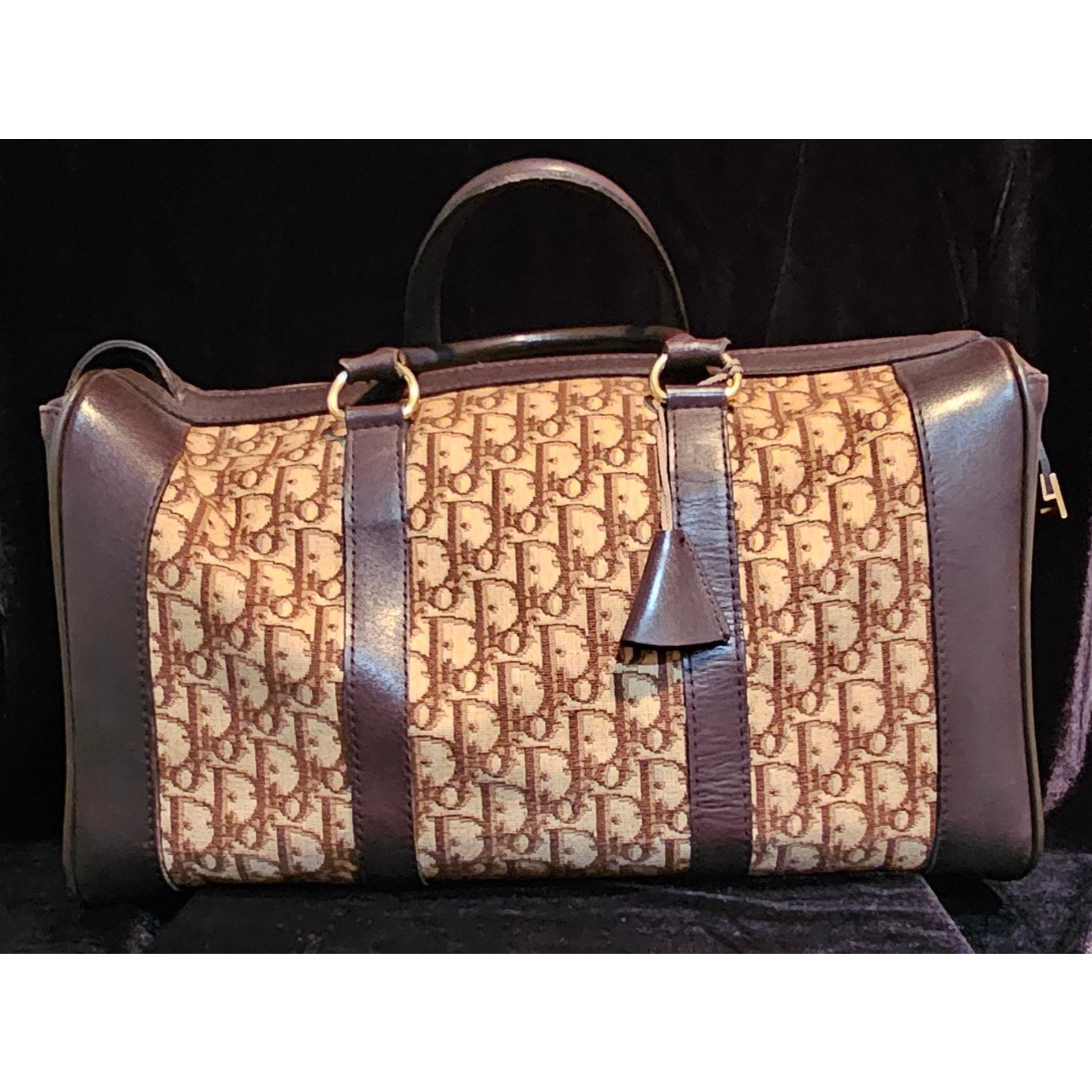 CHRISTIAN DIOR 1960s RARE Early Oblique Monogram Box Travel Bag