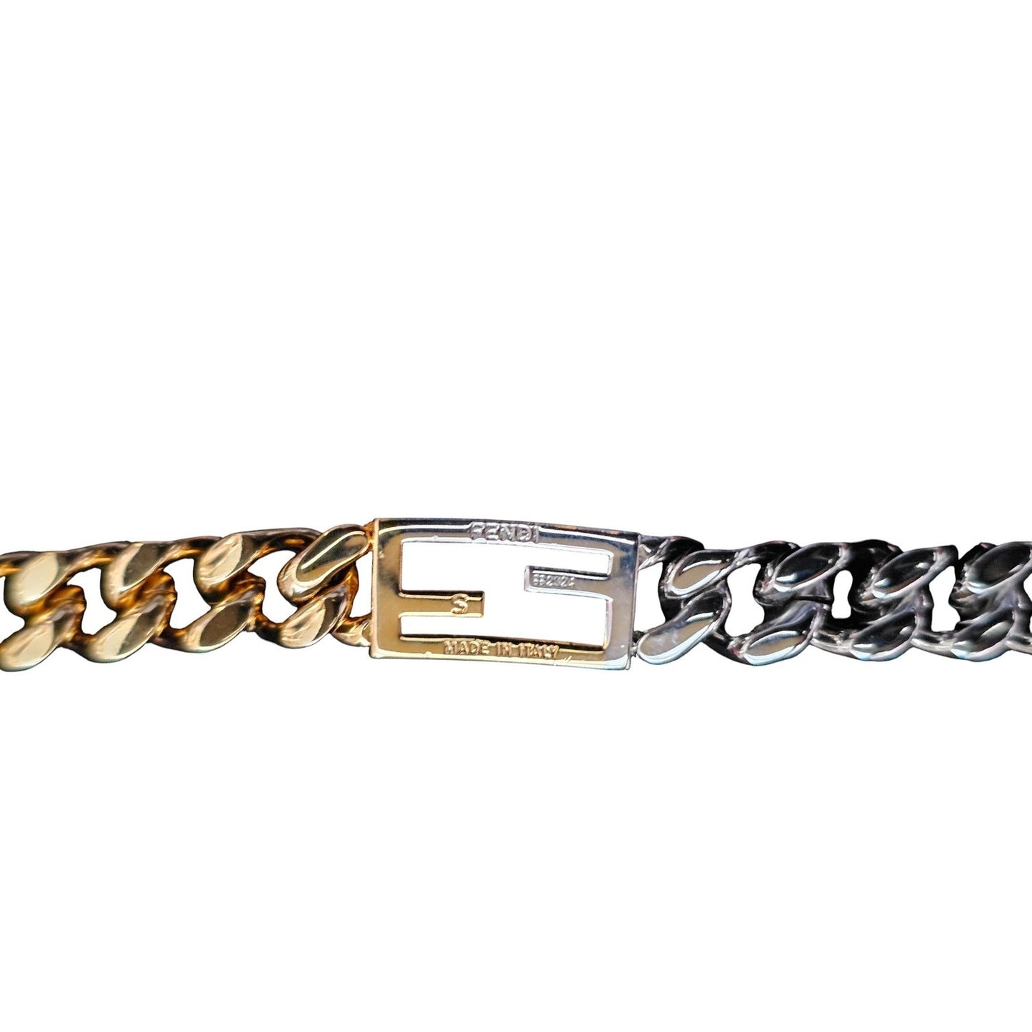 Fendi TIMELESS Baguette Palladium and Gold Colored Bracelet