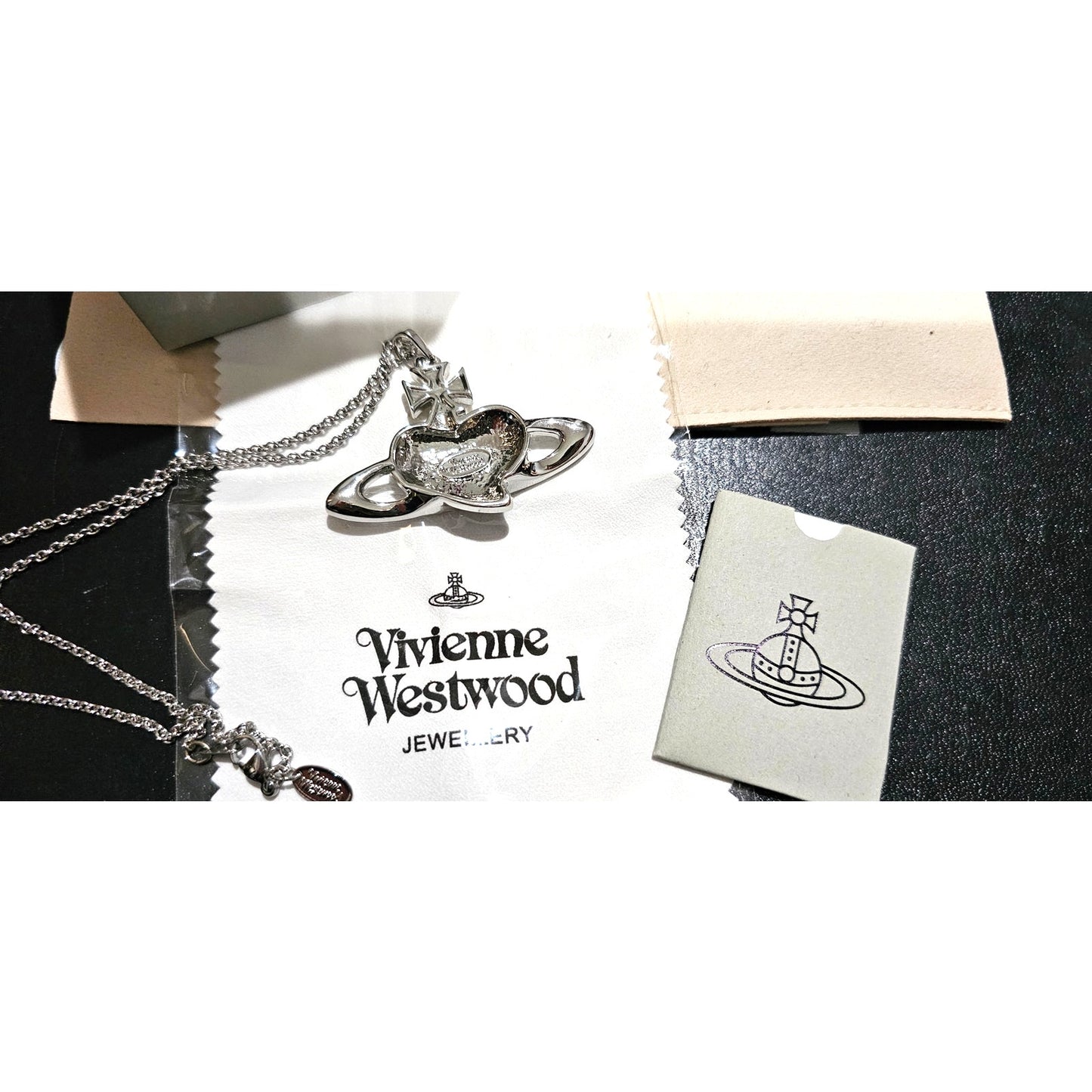 Vivienne Westwood Necklace Large Orb Heart Silver Black