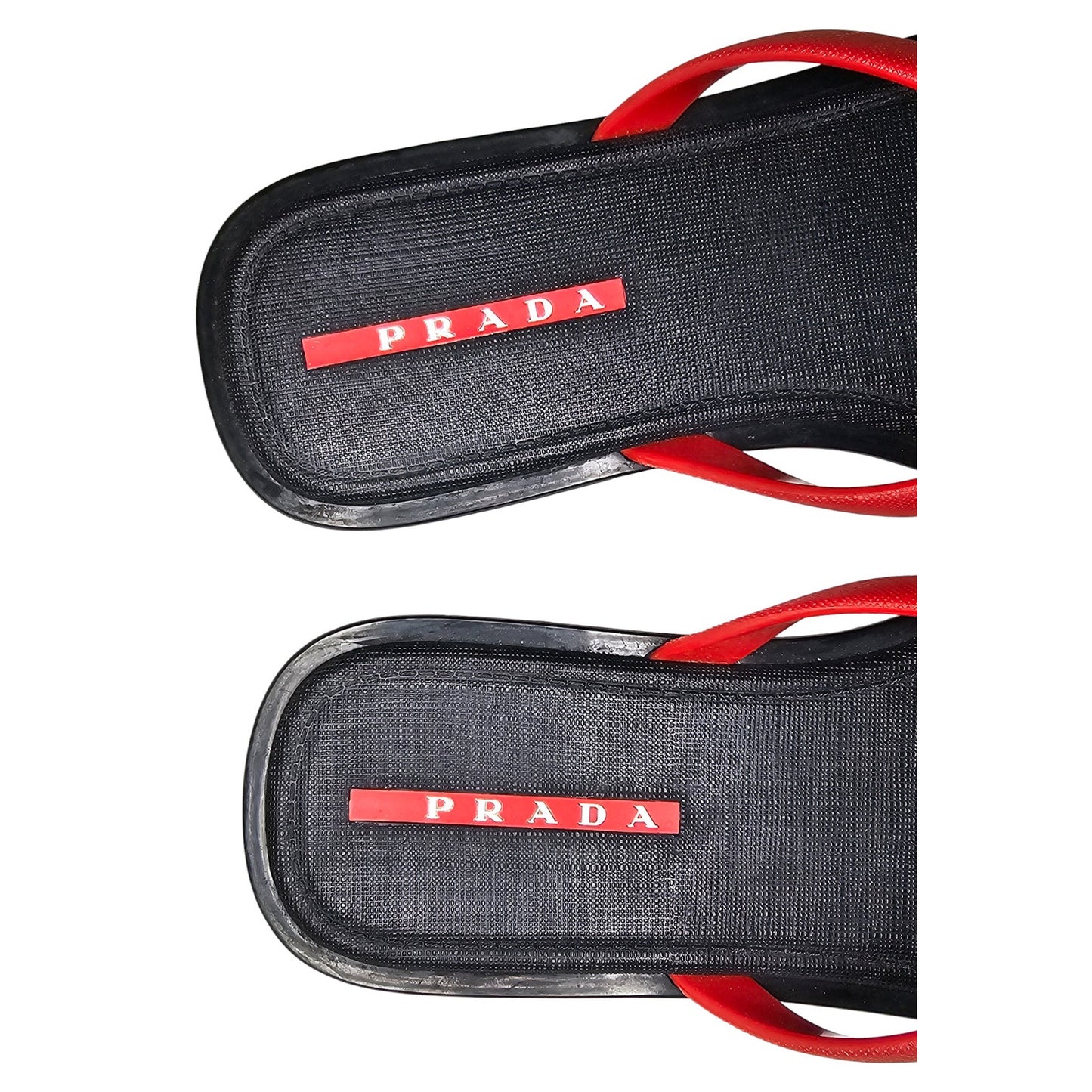 Prada Men's Sport Black & Red Rubber Thong Flip Flops