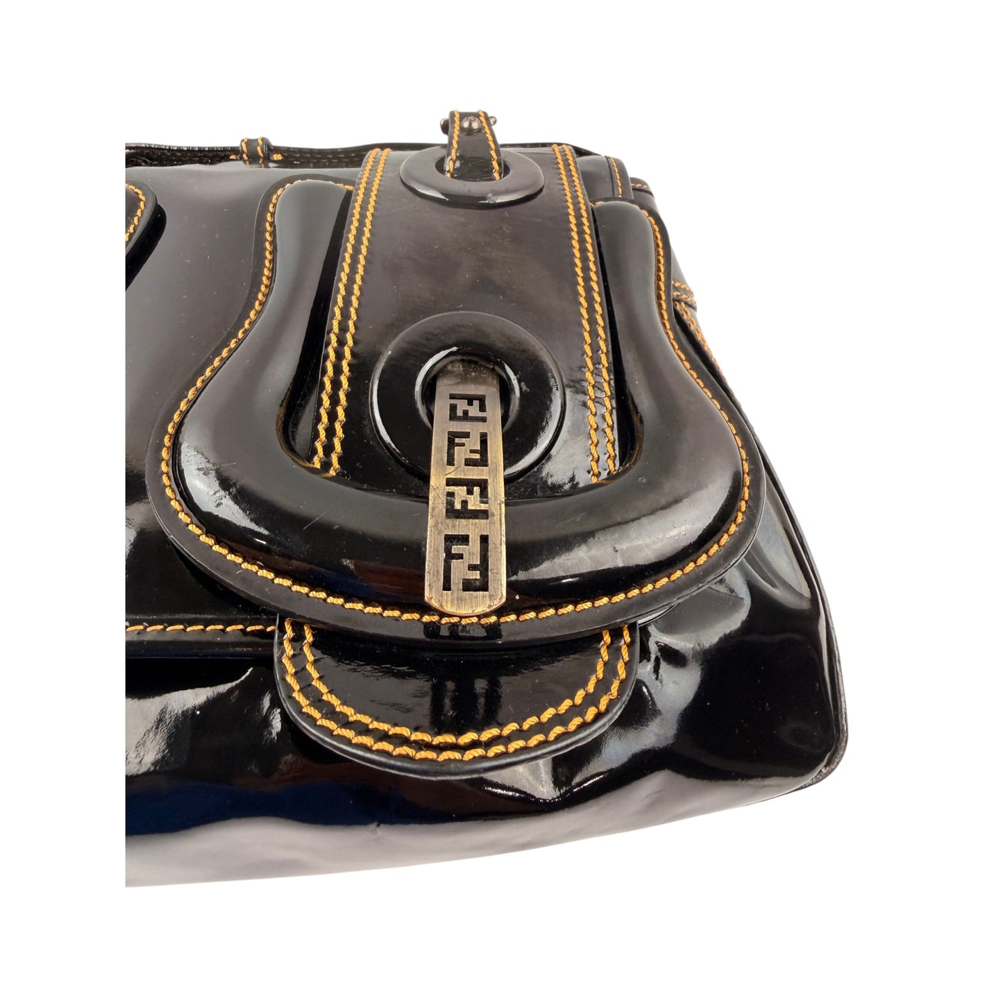 Fendi Black Patent Leather B Bag