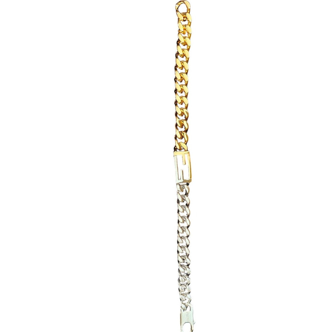 Fendi TIMELESS Baguette Palladium and Gold Colored Bracelet