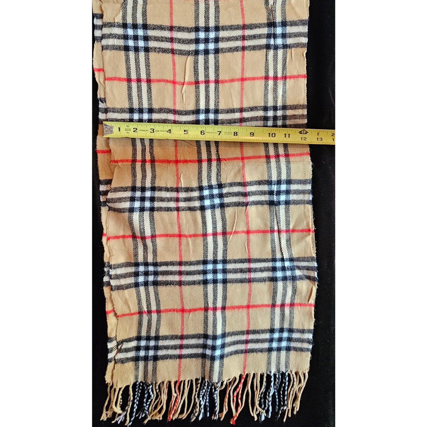 BURBERRYs of London 100% Lambswool BEIGE Scarf Shawl Nova Check Vintage (Longer)