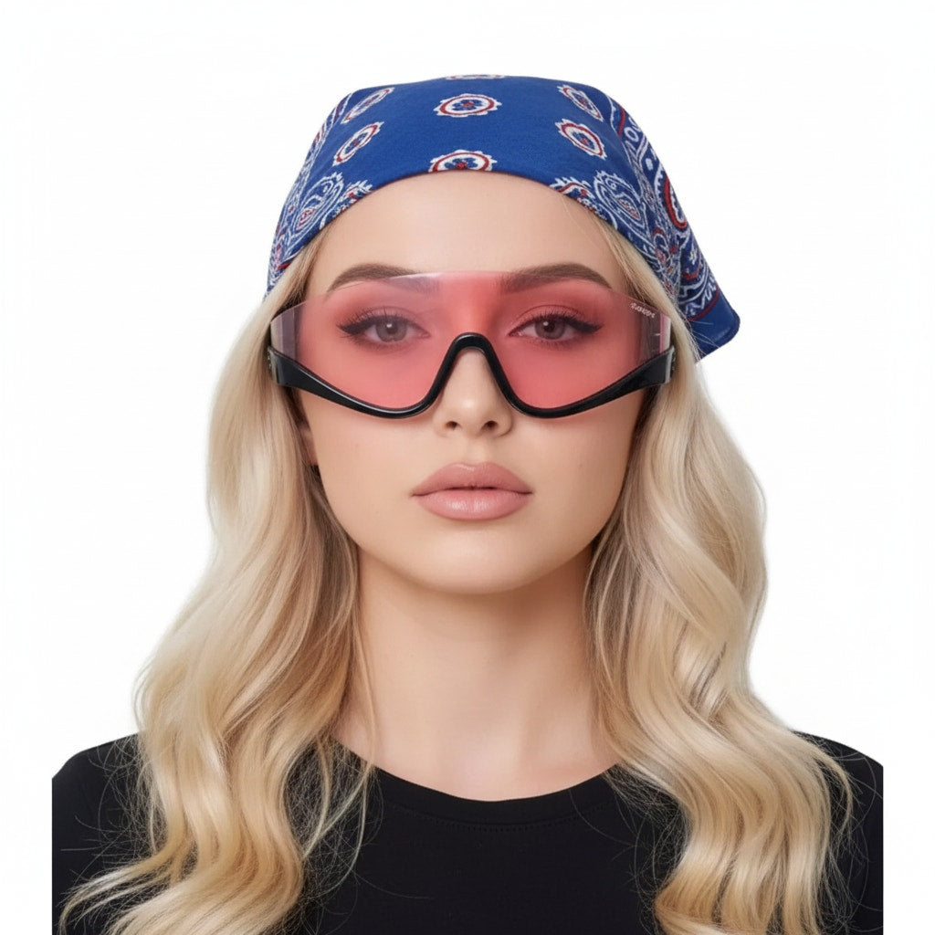 Gucci GG1650S 002 shield mask sunglass with a shiny black frame and pink bio-nylon lens