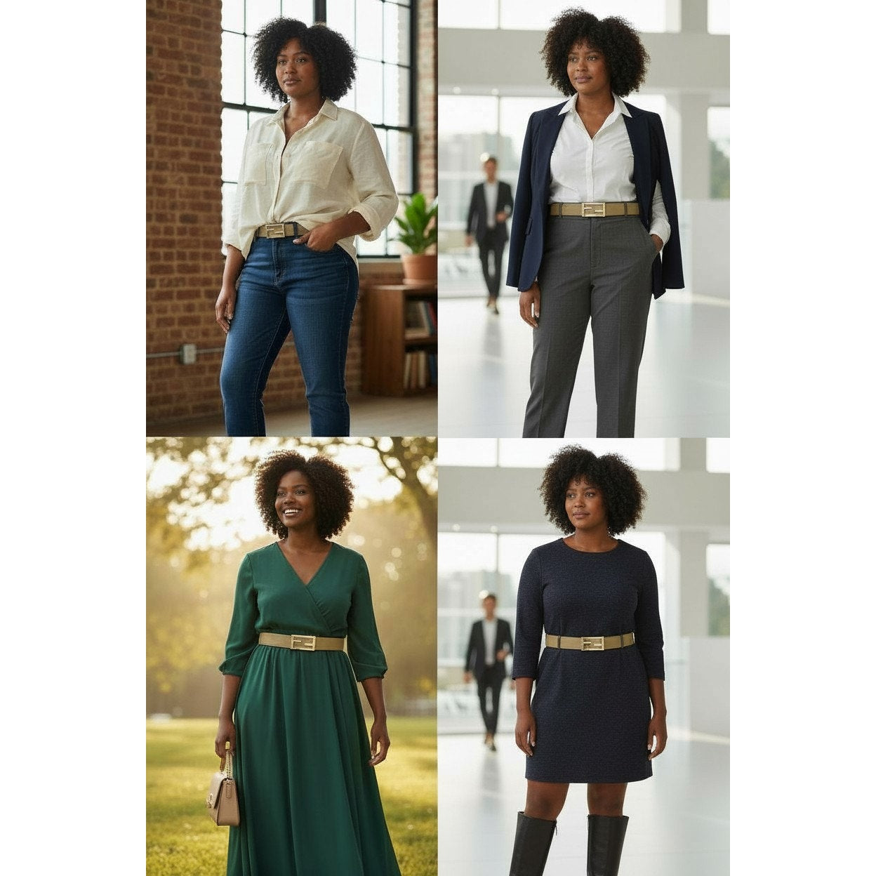 FENDI Baguette Sand Brown Calf Leather Silver Hardware Belt Size 90cm/36in