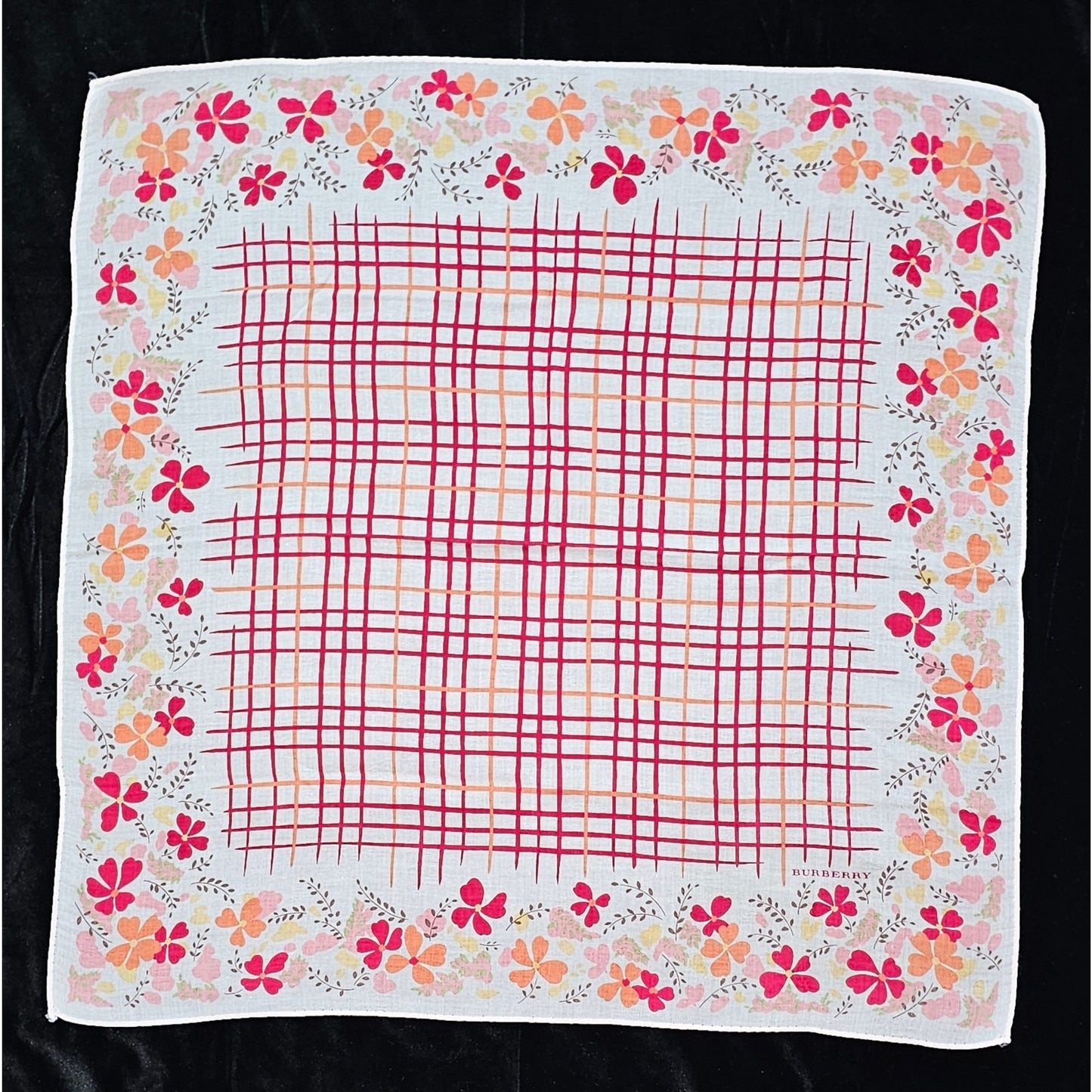 Burberry Vintage Floral Handkerchief 19 x 19 inches