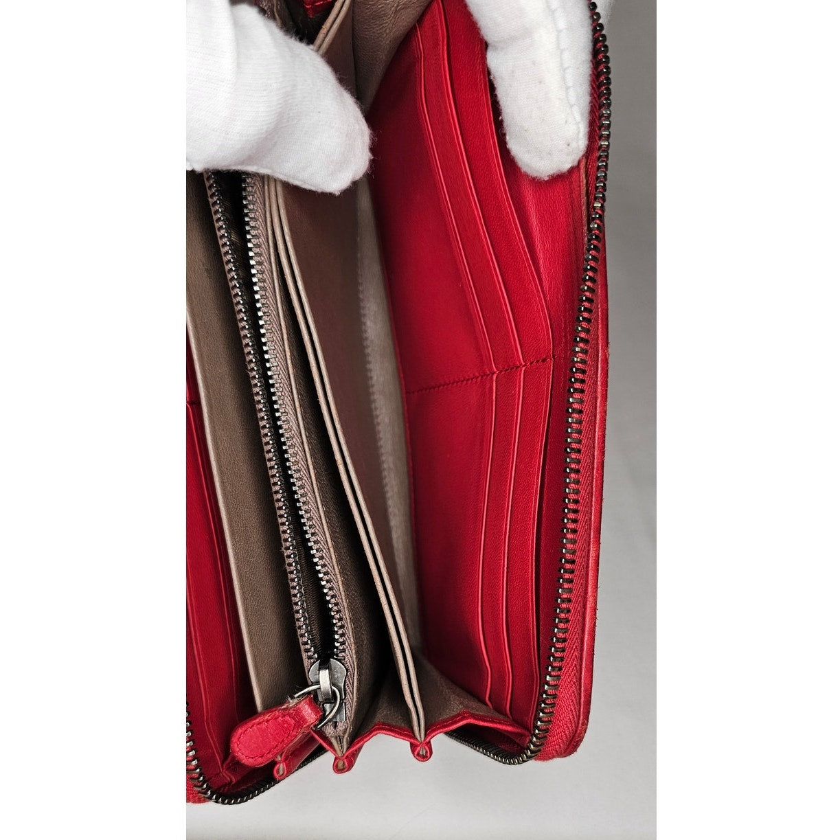 Bottega Veneta Intrecciato zip-around long wallet in red leather