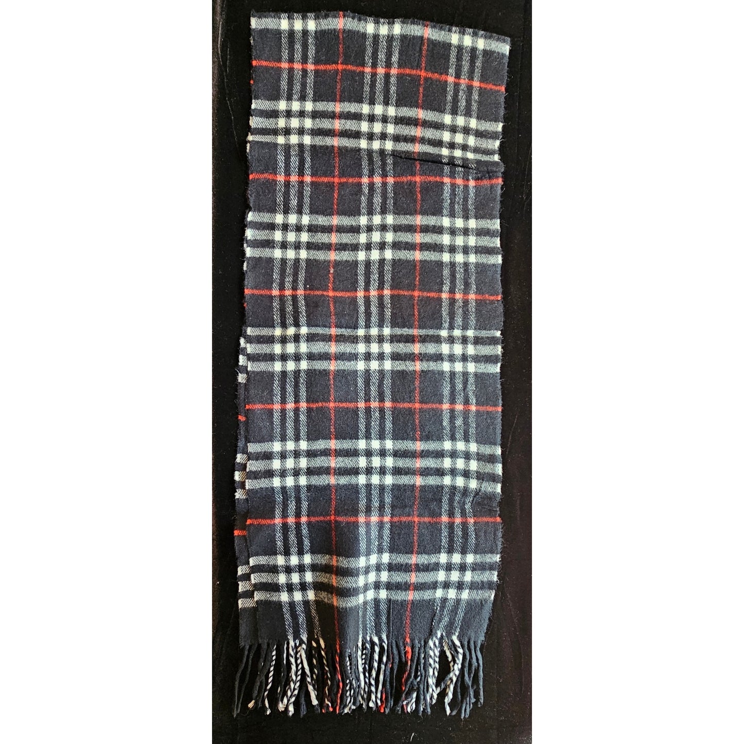 BURBERRYs of London 100% Lambswool Blue & Red Scarf Nova Check Vintage (2)