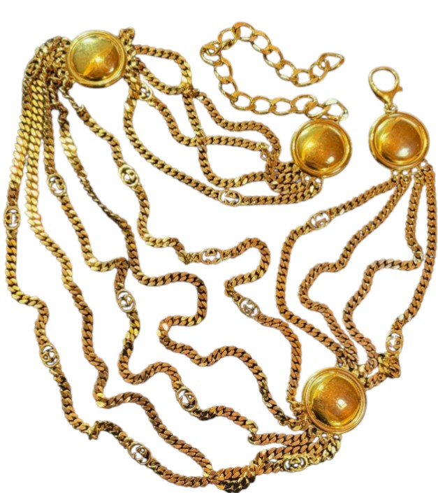 Gucci Vintage Multi Chain GG Gold Belt/Necklace Gold Plated